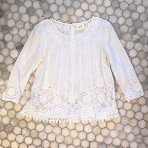 White Blouse with Lace Detail